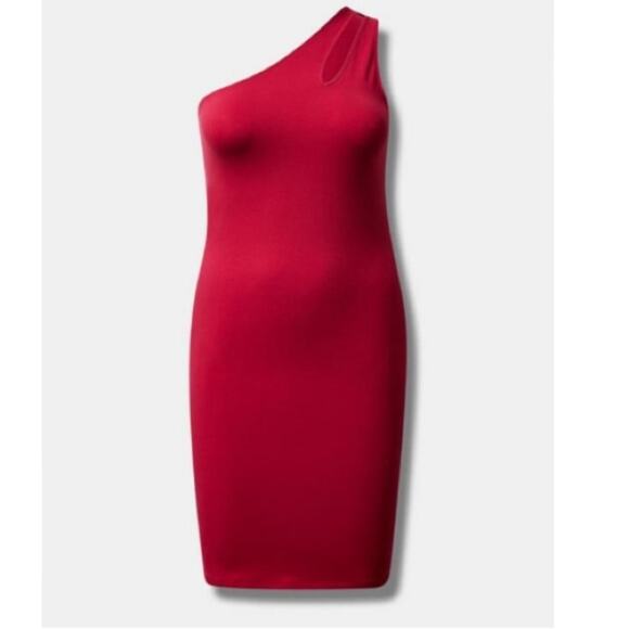 Torrid Cherries Jubilee Mini Foxy Bodycon One Shoulder Dress - Picture 5 of 9